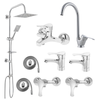 ست 9 تکه مدل لاله کروم + دوش دوکاره استیل (5 سال گارانتی شیرآلات + ارسال رایگان)