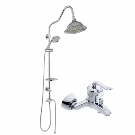 ست 2 عددی دوش حمام قاجاری با علم یونیورست شیپوری کروم (5 سال گارانتی شیرآلات)