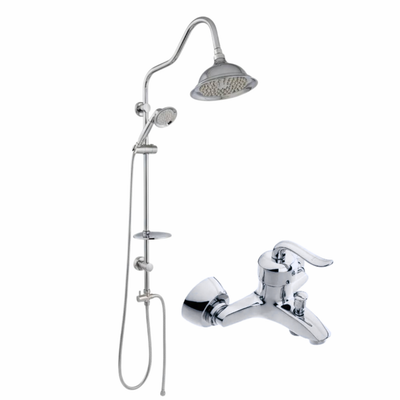 ست 2 عددی دوش حمام قاجاری با علم یونیورست شیپوری کروم (5 سال گارانتی شیرآلات)