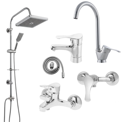 ست 6 تکه مدل لاله کروم + دوش دوکاره رسوبگیر (5 سال گارانتی شیرآلات + ارسال رایگان)