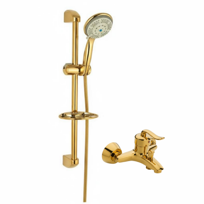 ست 2 عددی دوش حمام قاجاری با علم یونیکا طلایی (5 سال گارانتی شیرآلات)