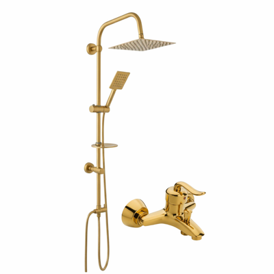 ست 2 عددی دوش حمام قاجاری با علم یونیورست استیل طلایی (5 سال گارانتی شیرآلات)