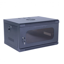 رک 6 یونیت عمق 45  به همراه پاورماژول و فن و دو درب جانبی کبیر صنعت KS645DFB  - KABIRSANAT 6 UNIT DEPTH 45 WALL MOUNT RACK