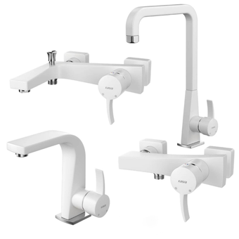 ست شیرآلات کسری مدل فیروزه مجموعه 4  عددی سفید کروم