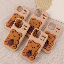 قاب سیلیکونی طرح خرس کوکی Apple iPhone 13 Pro پاپ سوکت دار