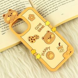 قاب عروسکی Vip Max آیفون iPhone 13 / 14 / 15 طرح Cute Bear Happy
