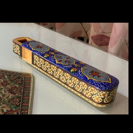 قلم دان خاتم کاری روی چوب