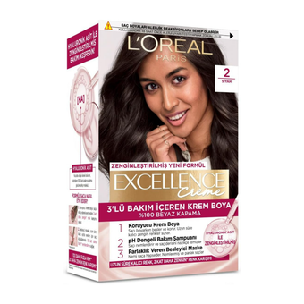 کیت رنگ مو (اصل) مدل Excellence Creme شماره 2 مشکی