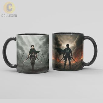 ماگ انیمه اتک آن تایتان طرح لیوای آکرمن (Levi Ackerman) Attack On Titan کد 09 (معمولی ، مشکی ، حرارتی)