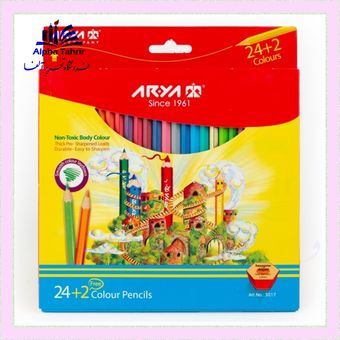 مداد رنگی 2+24 رنگ جعبه مقوایی آریا