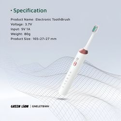 مسواک شارژی گرین لاین مدل Green Lion Electric Toothbrush با تایمر هوشمند و سری یدک