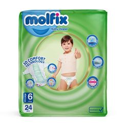 پوشک کودک مولفیکس مدل چسبی سایز 6 بسته 24 عددی