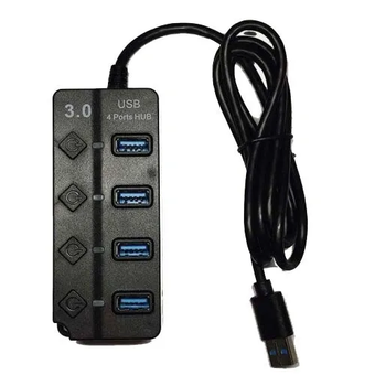 هاب 4 پورت کلید دار LED دار USB 3 با کابل 30 سانتی