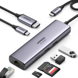 هاب 7 پورت USB-C یوگرین مدل CM512-60515 با HDMI 4K@60Hz و LAN گیگابیتی و PD 100W
