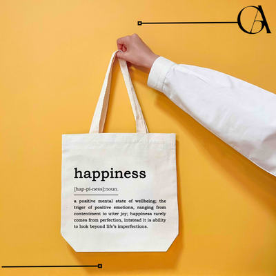 توت بگ الیاف طبیعی چاپی Happiness
