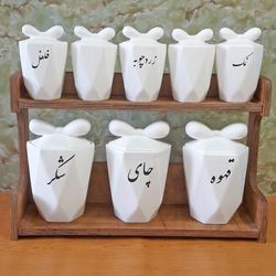 پاسماوری سرامیکی طرح پاپیونی تکست فارسی مجموعه 7 عددی