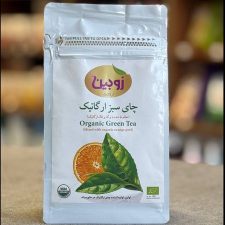 چای سبز حاوی تکه های پرتقال ارگانیک زوبین 100 گرم