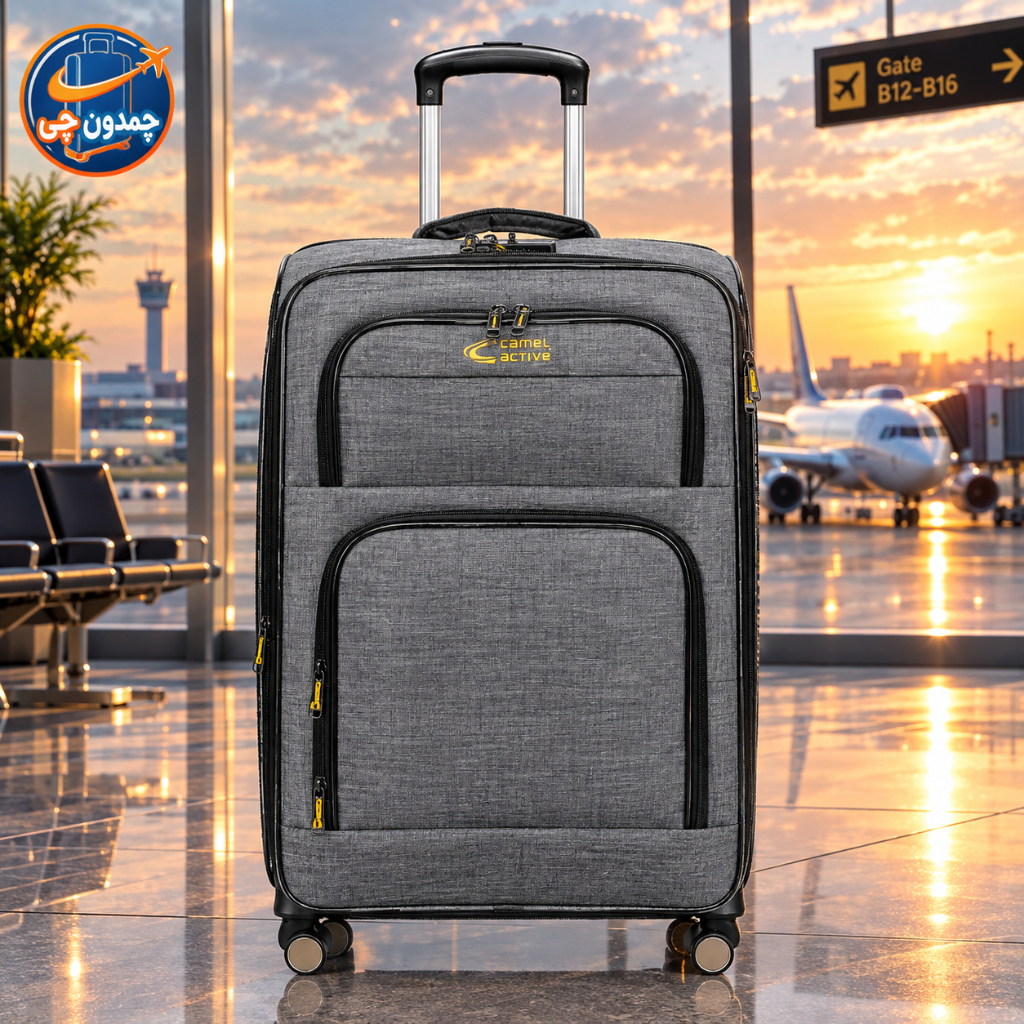 چمدان برزنتی بزرگ رنگ طوسی برند کمل اکتیو (CAMEL ACTIVE)