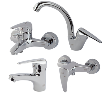 ست شیرآلات کسری مدل کارون مجموعه 4  عددی کروم