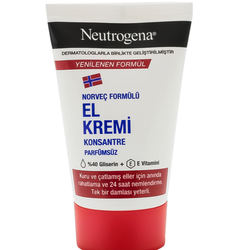 کرم دست قرمز تیوپی نوتروژینا (Neutrogena Norwegian Formula Concentrated Hand Cream Unscented) نسخه تیوپی 50 میلی‌لیتری