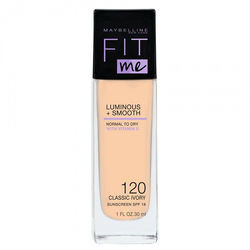 کرم پودر میبلین فیت می شیشه ای شماره 120 مناسب پوست های خشک | Maybelline Fit Me Luminous + Smooth normal to dry skin