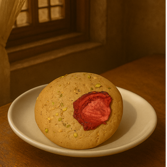 کوکی پسته ای با مغزی البالو