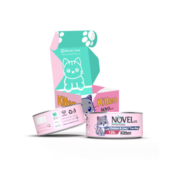 کنسرو گوشت خالص مرغ و جگر نوول مخصوص بچه گربه(کیتن) 120 گرمی