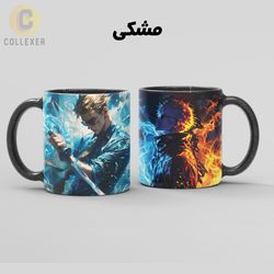 ماگ انیمه جوجوتسو کایسن طرح گوجو و نانامی (Gojo - Nanami) کد 01 (سفید ، مشکی ، حرارتی)