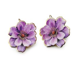 گوشواره برنجی گل بنفش