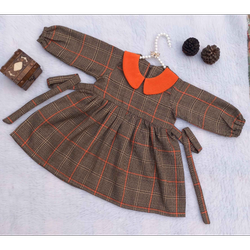 سارافون دخترانه مدل گل نارنجی مناسب سنین 2تا9 سال