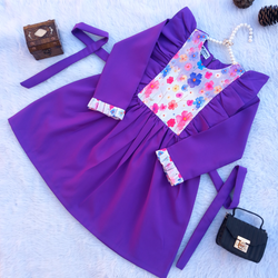 سارافون دخترانه طرح گل چین دارمناسب سنین2تا9 سال