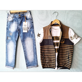 تیشرت و شلوار با جلیقه پسرانه KIDSRO