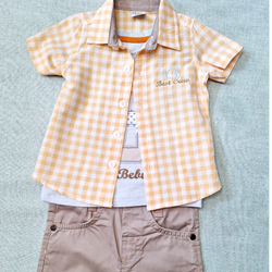 پیراهن تیشرت با شلوارک پسرانه 3 تیکه وارداتی