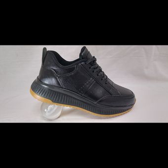 کتونی اسپرت مردانه تمام چرم مشکی کد 106