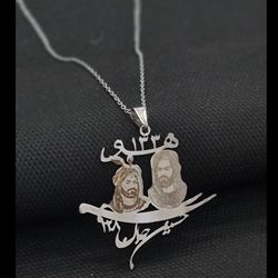 گردنبند ذوالفقار بهمراه شمایل حضرت ابوالفضل و امام حسین