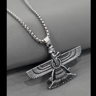 گردنبند فروهر برجسته دوطرفه استیل