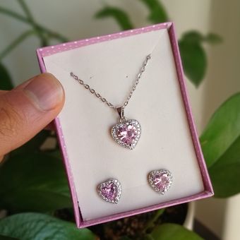 نیم ست قلب  صورتی