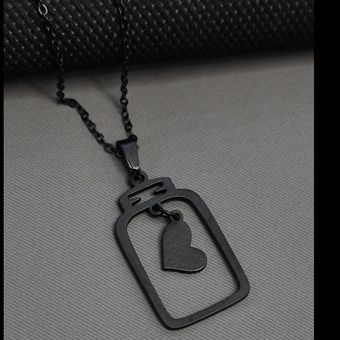 گردنبند قلب آویز استیل مشکی