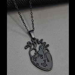 گردنبند قلب آناتومی استیل مشکی