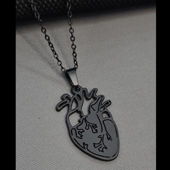 گردنبند قلب آناتومی استیل مشکی