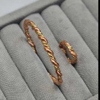 دستبند مس با انگشتر فری سایز