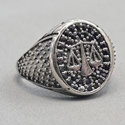 انگشتر مردانه ترازو عدالت طرح نقره ترک