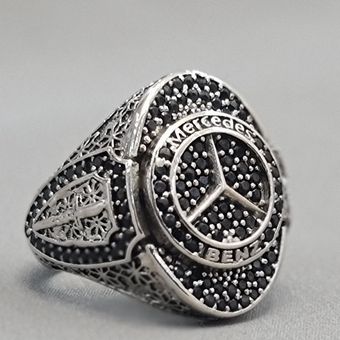 انگشتر مردانه مرسدس بنز طرح نقره ترک1778