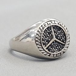 انگشتر مردانه مرسدس بنز طرح نقره ترک