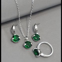 نیم ست تک نگین زنانه باانگشتر