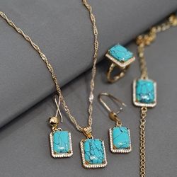 سرویس فیروزه ای زنانه برنجی