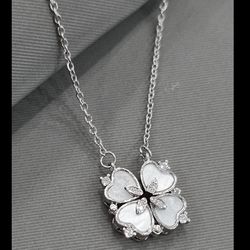 گردنبند شبدر صدفی استیل