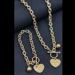 ست تیفانی دستبند و گردنبند قفل تی استیل