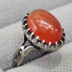 انگشتر عقیق مردانه رکاب صفوی طرح نقره