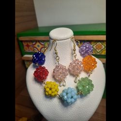 نیم ست دستبند وگوشواره توپی کریستالی(پس کرایه)